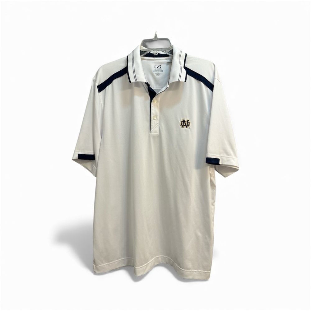 Cutter & Buck Notre Dame Fighting Irish White Polo XL CB DryTec Mens